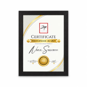 Рамка за сертификат ZEP Certificate 21x29,7 см., дървена, черна