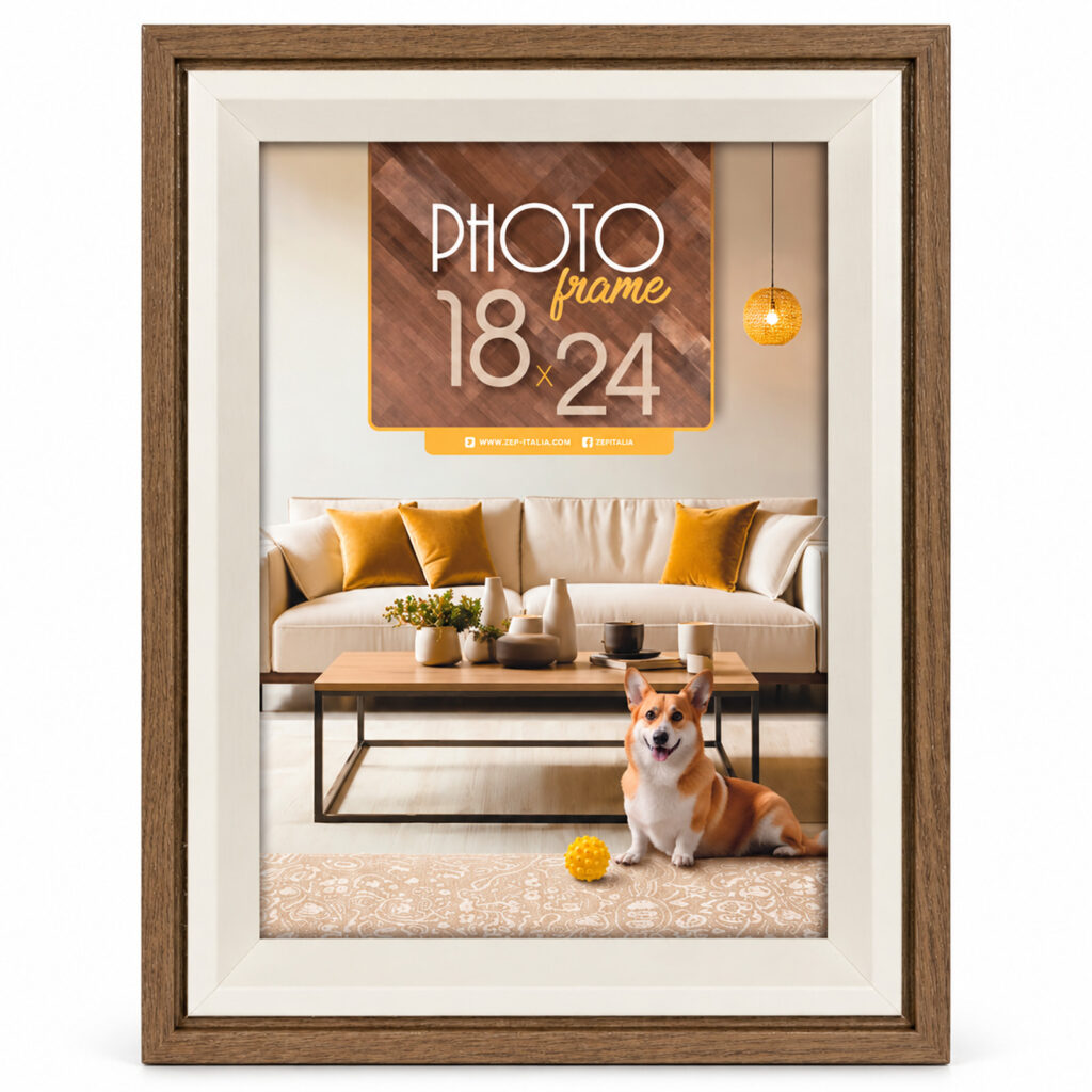 Кафява рамка за снимки ZEP Bologna Brown 18×24 см с бял вътрешен профил
