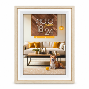 Дървена рамка за снимки ZEP Bologna Cream 18×24 см със светъл дървесен профил и бял кант